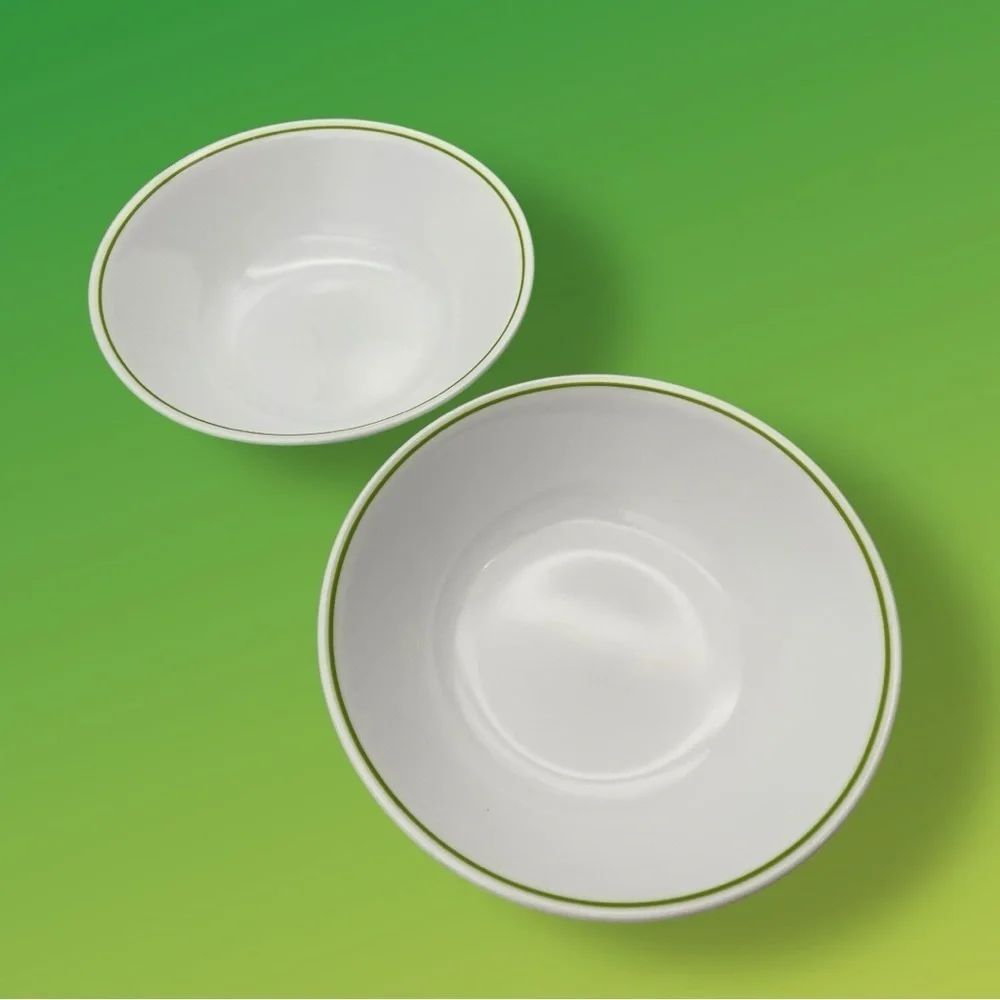Corelle Meadow White and Green Serving Bowls - Set of 2 Varieties vintage